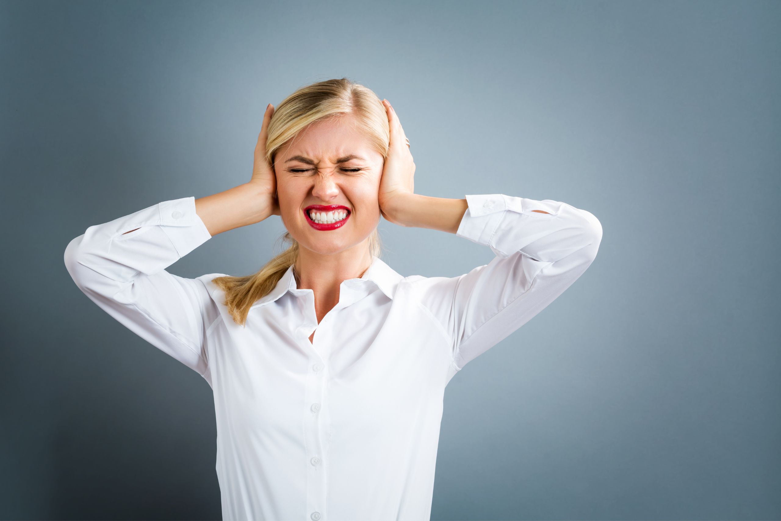 Woman with blocked ears